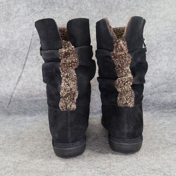 Stuart Weitzman Shoes Womens 7.5 Slouch Boot Short Leather Pull On Black Classic - Picture 4 of 16